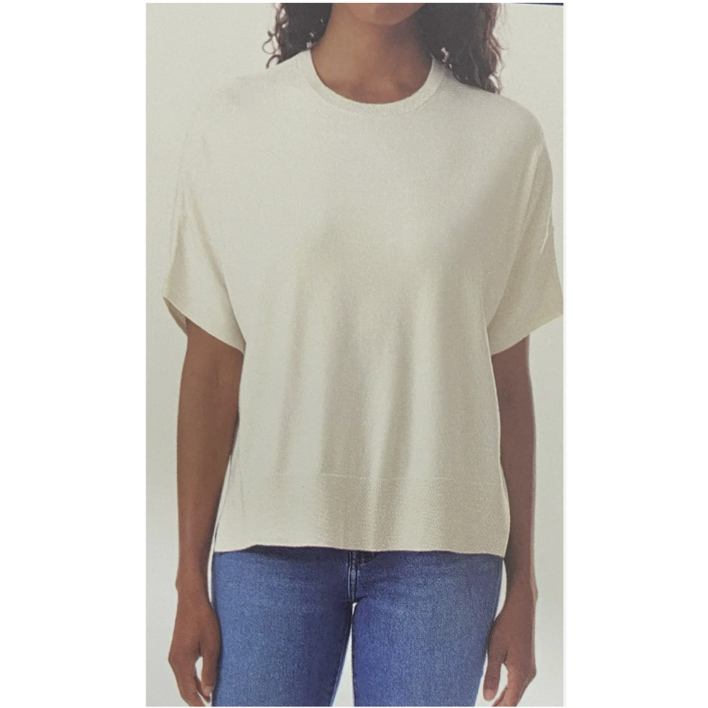 Splendid Women's Short Sleeve Pullover Sweater Cream XXL